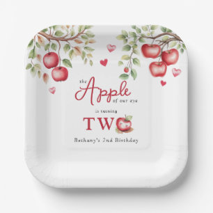 Sweet Apple Of Our Eye 2nd Birthday Paper Plate
