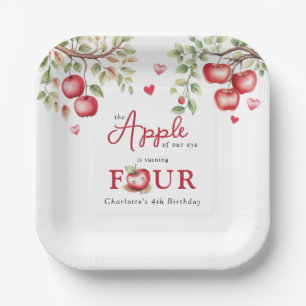 Sweet Apple Of Our Eye 4th Birthday Paper Plate