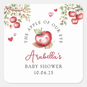 Sweet Apple Of Our Eye Baby Shower Square Sticker
