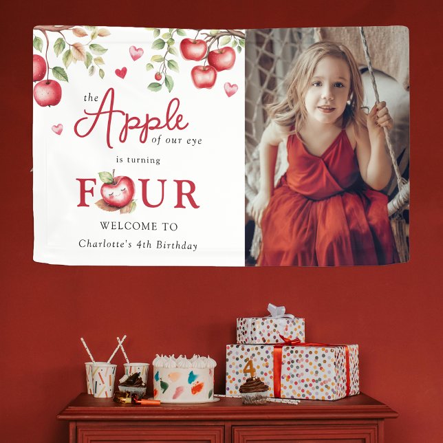 Sweet Apple Of Our Eye |  Photo 4th Birthday Banner (Creator Uploaded)