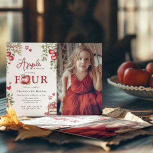 Sweet Apple Of Our Eye    Photo 4th Birthday Invitation