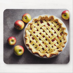 Sweet apple pie with lattice top, fresh apples mouse mat