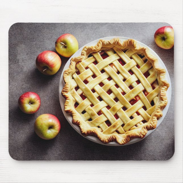 Sweet apple pie with lattice top, fresh apples mouse mat (Front)