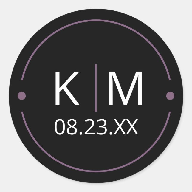 Sweet Arch Wedding Initials Lilac ID998 Classic Round Sticker (Front)