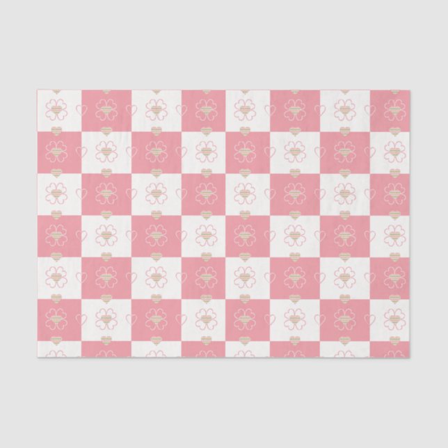 Sweet Argyle Hearts Chequered Tissue Paper (Front)