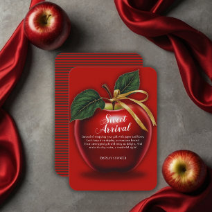 Sweet Arrival Red Apple Baby Shower Enclosure Card