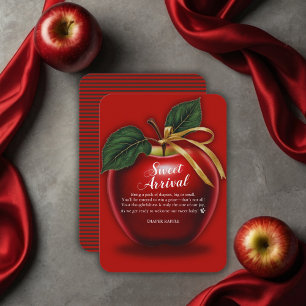 Sweet Arrival Red Apple Baby Shower Enclosure Card