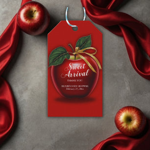 Sweet Arrival Red Apple Baby Shower Gift Tags