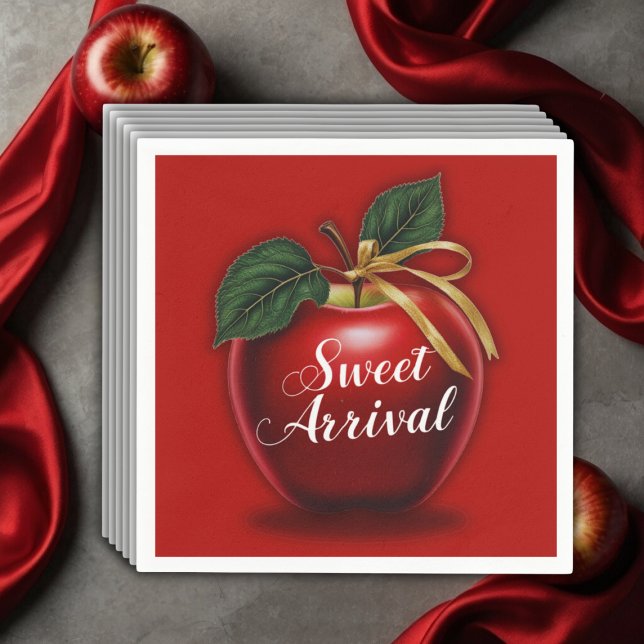 Sweet Arrival Red Apple Baby Shower Napkin (Creator Uploaded)