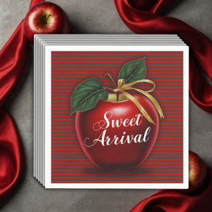 Sweet Arrival Red Apple Baby Shower Napkin