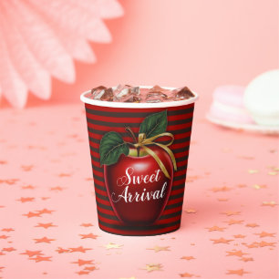 Sweet Arrival Red Apple Baby Shower Paper Cups