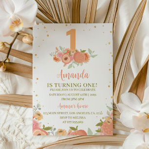 Sweet As A Peach 1st Birthday Invitation
