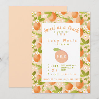 Sweet as a Peach 1st Birthday Invitation