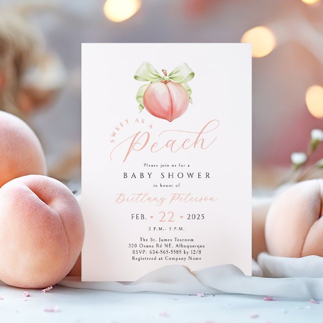 Sweet as a Peach Baby Shower Invitation (Creator Uploaded)