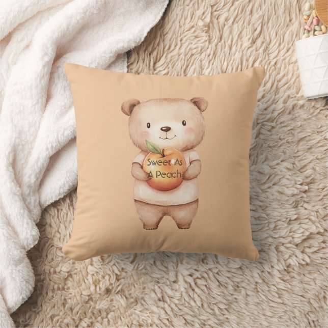 Sweet As A Peach Bear Cushion (Blanket)