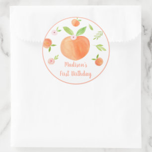 Sweet As A Peach Birthday Classic Round Sticker