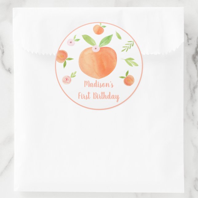 Sweet As A Peach Birthday Classic Round Sticker (Bag)