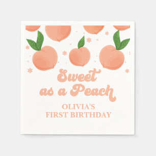 Sweet as a Peach Birthday Napkins