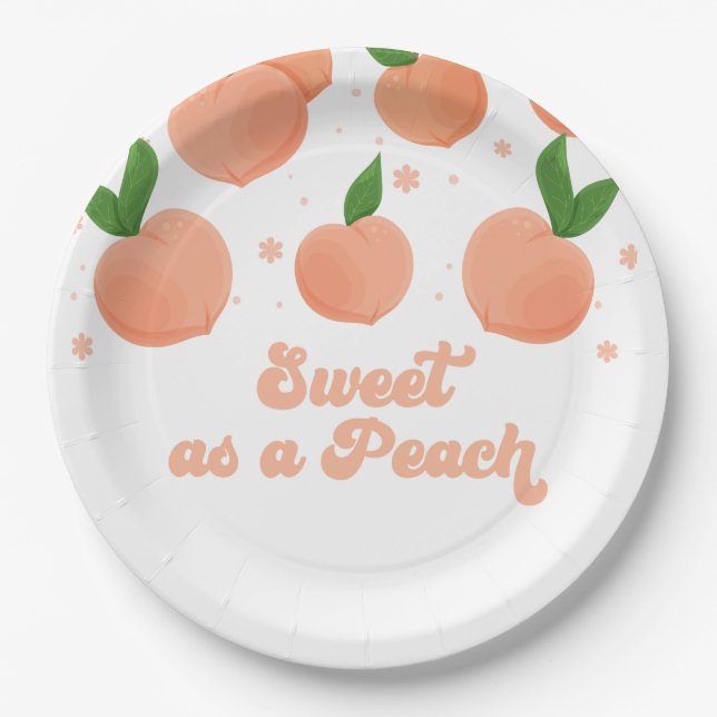 Sweet as a Peach Birthday Paper Plates (Front)