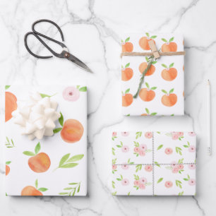 Sweet As A Peach Birthday Wrapping Paper Sheet