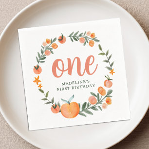 Sweet as a Peach First Birthday Napkins