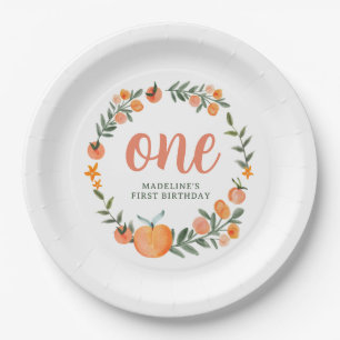 Sweet as a Peach First Birthday Paper Plate