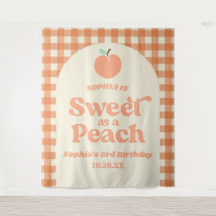 Sweet As A Peach Fruit Pink Orange Birthday Party Tapestry