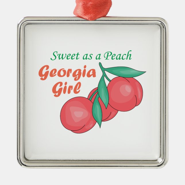 Sweet As A Peach Georgia Gire Metal Tree Decoration (Front)