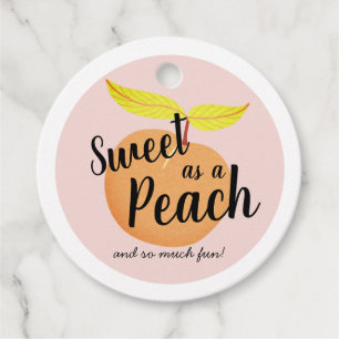 Sweet as a Peach Girl Birthday Thank You Favour Tags