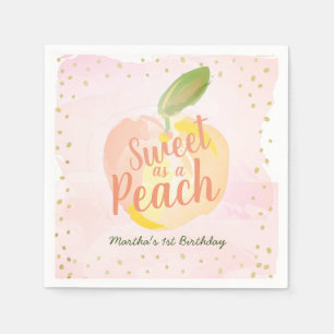 Sweet as a Peach Girl Pink Birthday Napkin