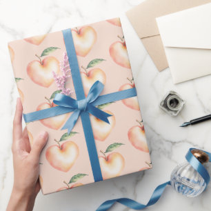 Sweet as a Peach Heart Birthday Wrapping Paper