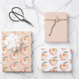Sweet as a Peach Heart Birthday Wrapping Paper Sheet
