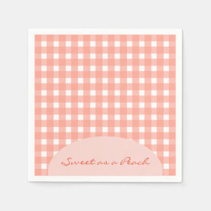 Sweet as a Peach Plaid Birthday Napkin