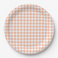 Sweet as a Peach plaid Birthday Paper Plates