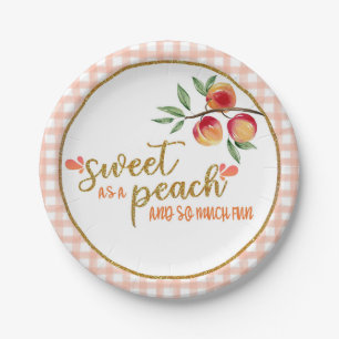 Sweet as a Peach Plate - Gingham