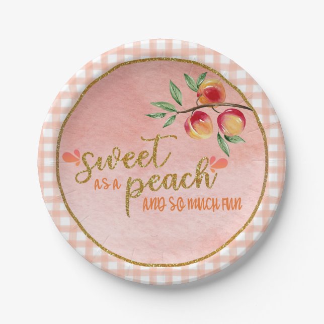 Sweet as a Peach Plate - Gingham (P) (Front)