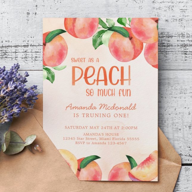 Sweet as a peach so much fun Birthday Invitation (Creator Uploaded)