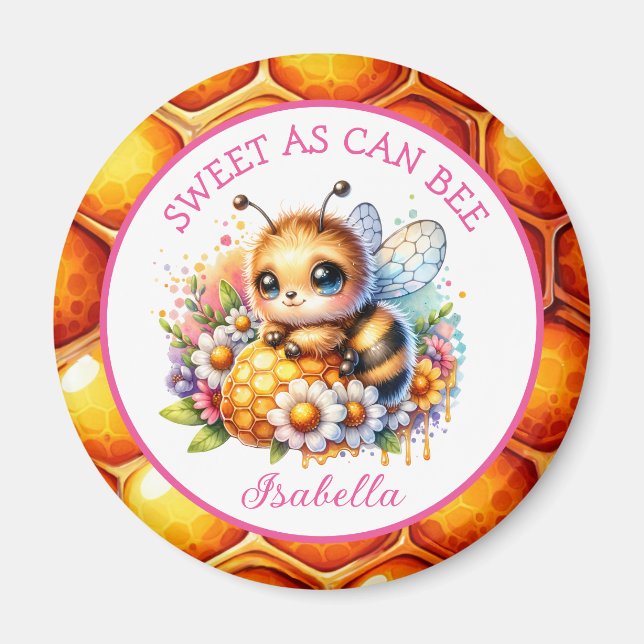 Sweet as Can Be | Honey bee and Flowers Magnet (Front)