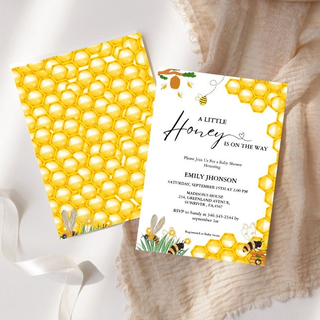 Sweet as can bee a little honey baby shower invitation (Creator Uploaded)