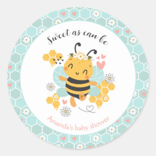 Sweet as Can Bee Baby Girl Baby Shower Classic Round Sticker