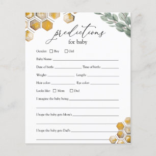 Sweet as Can Bee Baby Predictions Card