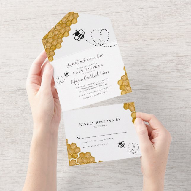 Sweet as Can Bee Baby Shower All In One Invitation (Tearaway)