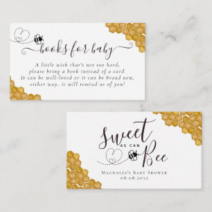 Sweet as Can Bee Baby Shower Books for Baby Enclosure Card