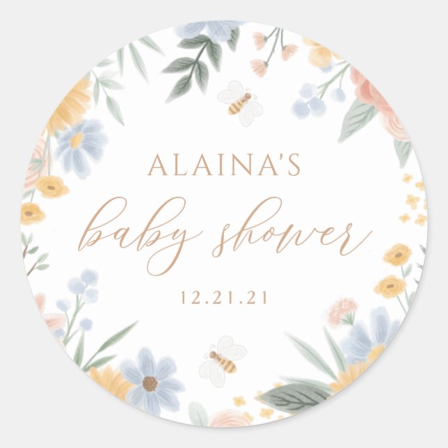 Sweet as can Bee Baby Shower Classic Round Sticker (Front)