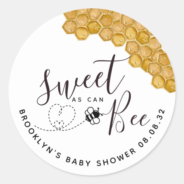 Sweet as Can Bee Baby Shower Classic Round Sticker (Front)