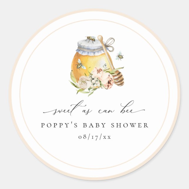 Sweet As Can Bee Baby Shower Classic Round Sticker (Front)