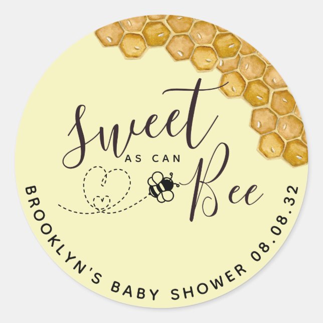 Sweet as Can Bee Baby Shower Classic Round Sticker (Front)