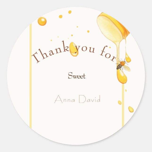Sweet as can bee baby shower  classic round sticker (Front)