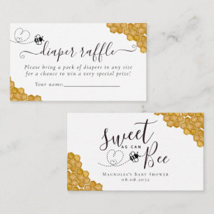 Sweet as Can Bee Baby Shower Diaper Raffle Enclosure Card