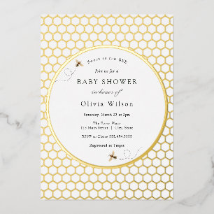 Sweet as can Bee Baby Shower Foil Invitation